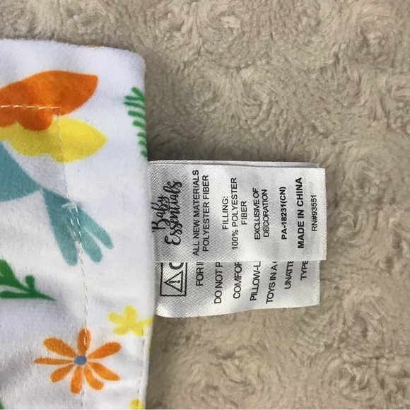 Baby Essentials Bunny Rabbit Lovey Security Blanket Blue White Bird Flower - Picture 4 of 5